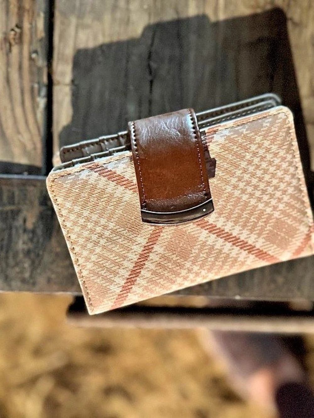 Kate Spade Plaid Wallet in Brown & Cream